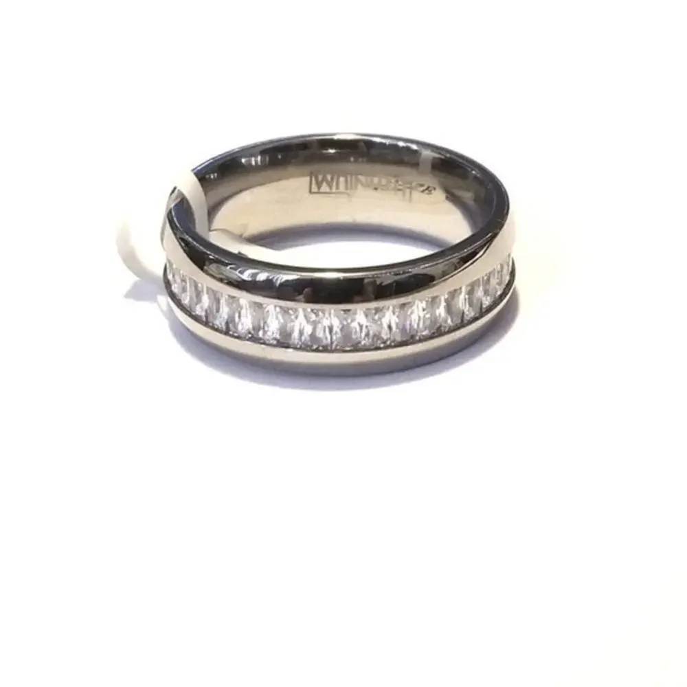 New‎ Cubic Zirconia stone titanium women’s hypoallergenic band size 6